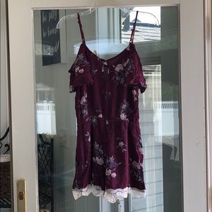 Flowered Maroon Short Romper